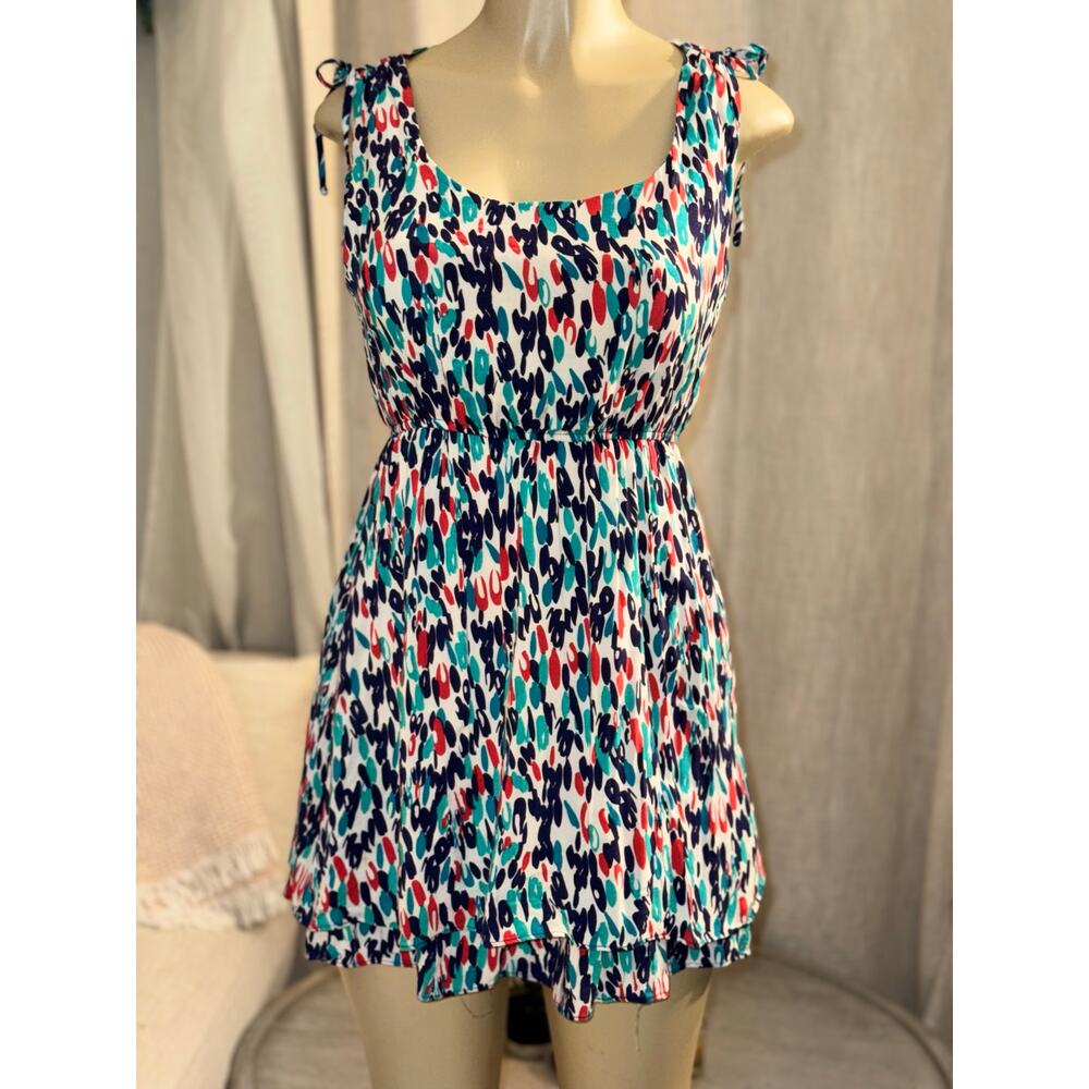 XXI Colorful Abstract Mini Dress S | Y2K Coquette Summer Skater‎ Sundress Cute